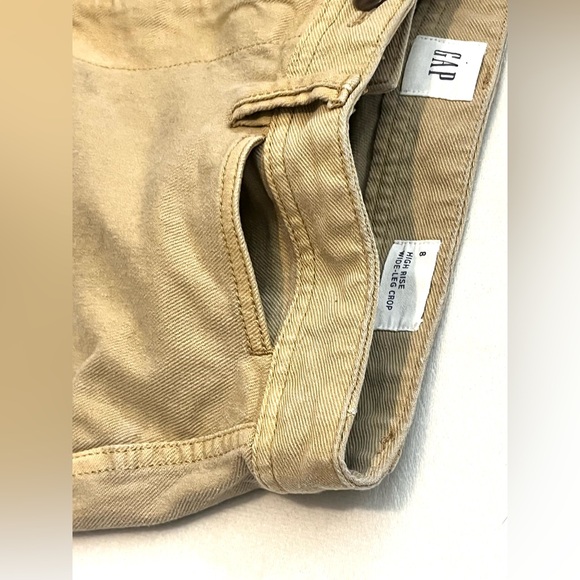 GAP Women’s Beige Tan Khaki High Rise Wide Leg Crop Trousers Pants Size 8 - Picture 7 of 16